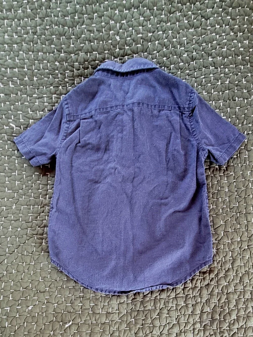 Hope & Henry Navy Short-Sleeve Organic Cotton Button-Up Shirt Biys XXS